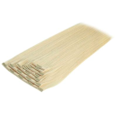 100% de la cutícula alineado el cabello crudo Invisible clip en extensiones de cabello para el cabello brasileño