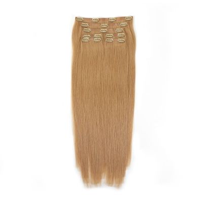 Clip de cabello humano de Camboya virgen en bruto Ins PU tejido de la piel Clip sin costuras en extensiones de cabello