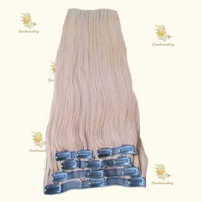 Estilo heterosexual 100% ruso Remy humano clip en extensiones de cabello con clips pre-agregados