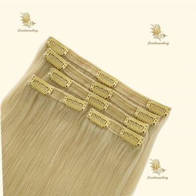 100 g/pc Cabello humano sin procesar Remy virgen ruso Clip de encaje para el cabello en extensiones de cabello