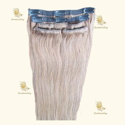 Clip en la extensión del cabello 100% ruso humano Remy Clip en el cabello de la solicitud personalizada