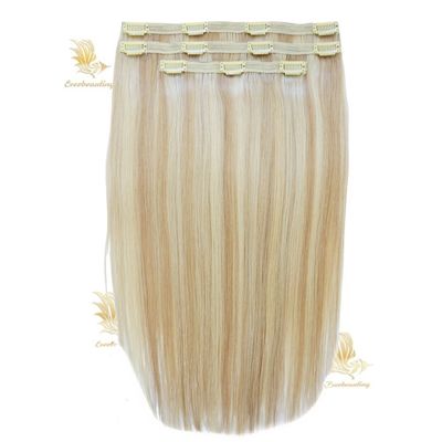 Pelo humano virgen ruso de doble dibujo de color muti recto Clip sin costura más delgado en extensiones de cabello