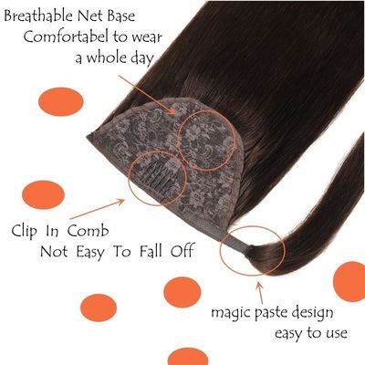 Extensones de cabello alineadas con la cutícula Muti-color cabello humano virgen crudo por mayor cola de caballo