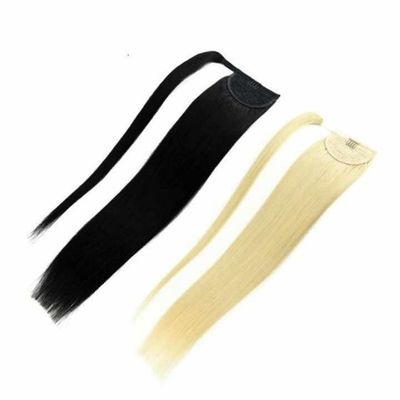 Extensiones de cola de caballo de pelo humano crudo Dyeable 50.00cm * 8.00cm * 3.00cm Tamaño del paquete