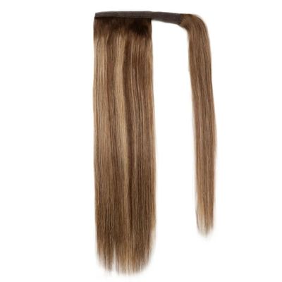 Clip de cabello humano en extensiones de cola de caballo sin derramamiento