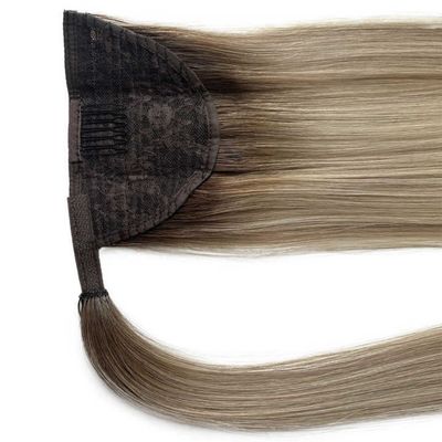 Clip de cabello humano en extensiones de cola de caballo sin derramamiento