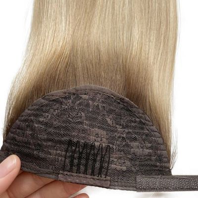Clip de cabello humano en extensiones de cola de caballo sin derramamiento