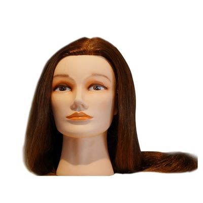 Cabeza de maniquí de cabello de fibra química para entrenamiento de peluquería y práctica de cosmetología