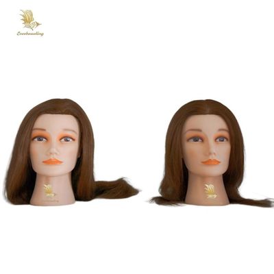 Caras europeas con cabello real cabeza de maniquí para entrenamiento de peluquería y práctica de maniquí