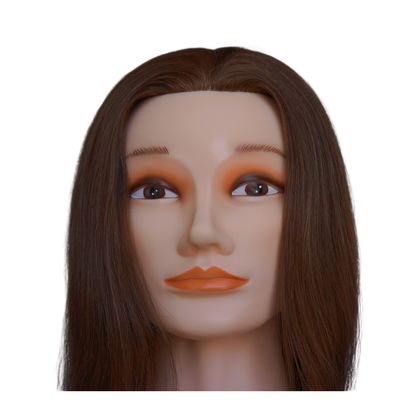 Cabeza de maniquí con el cabello hacia atrás y el cabello humano