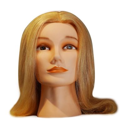 Cabeza de entrenamiento para el cabello humano 100% Cabeza de maniquí para la práctica Herramienta de entrenamiento profesional