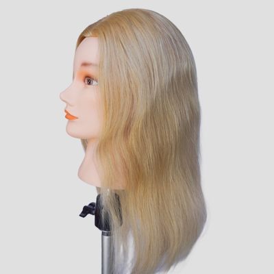 Cabeza de entrenamiento para el cabello humano 100% Cabeza de maniquí para la práctica Herramienta de entrenamiento profesional