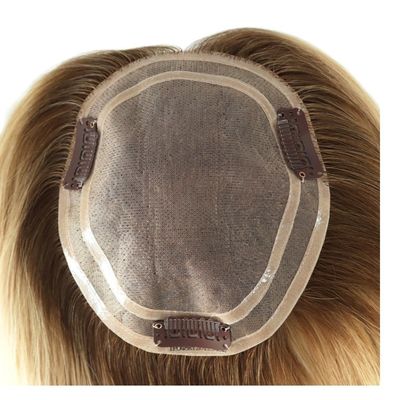 5.5X6 pulgadas de mano Atado doble Mono Top Remy Pelo humano europeo Topper Toupee PU alrededor MT-S1