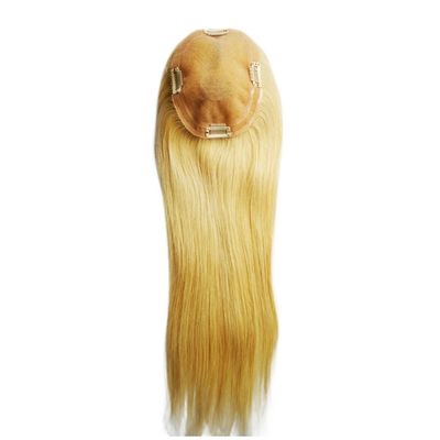Mono Base PU European Human Hair Topper 5.5X6 Tupe de cabello rubio recto con clip de 16&quot; para mujeres