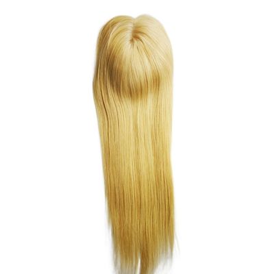 Mono Base PU European Human Hair Topper 5.5X6 Tupe de cabello rubio recto con clip de 16&quot; para mujeres