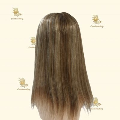 Capa de pelo humano de seda de color muti con flequillo longitud 16 pulgadas