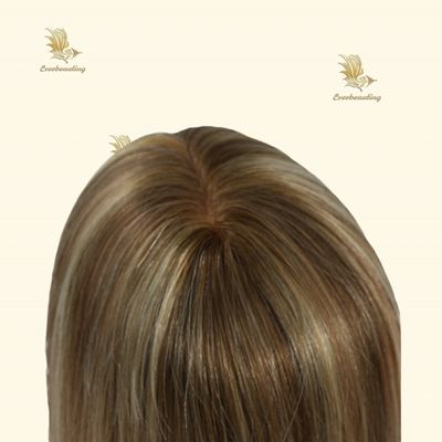 Monofilamentos de pelo humano ruso monofilamentos de pelo atados a mano en topper de colorante-23007